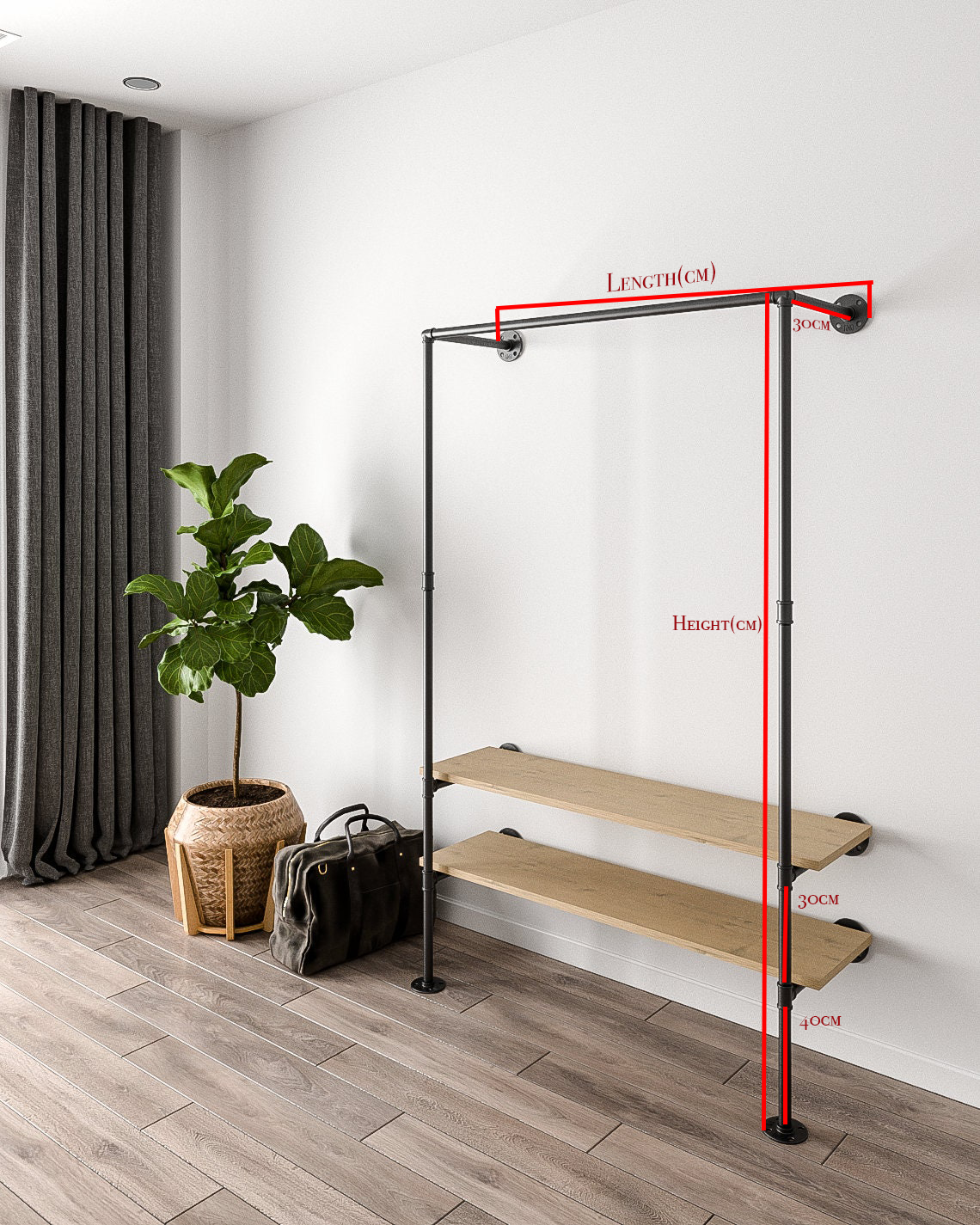 A versatile Closet Clothing Rail with hanging clothes, highlighting its space-saving design.