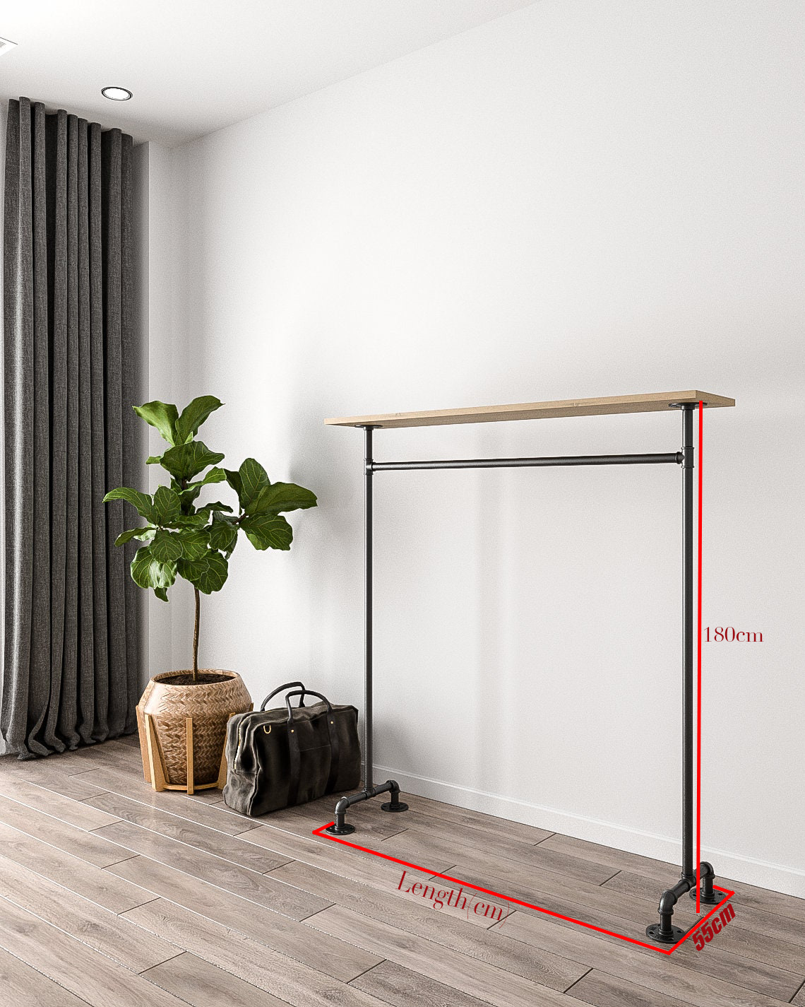 Minimalist Clothes Rail, showcasing its free-standing design and elegant appearance