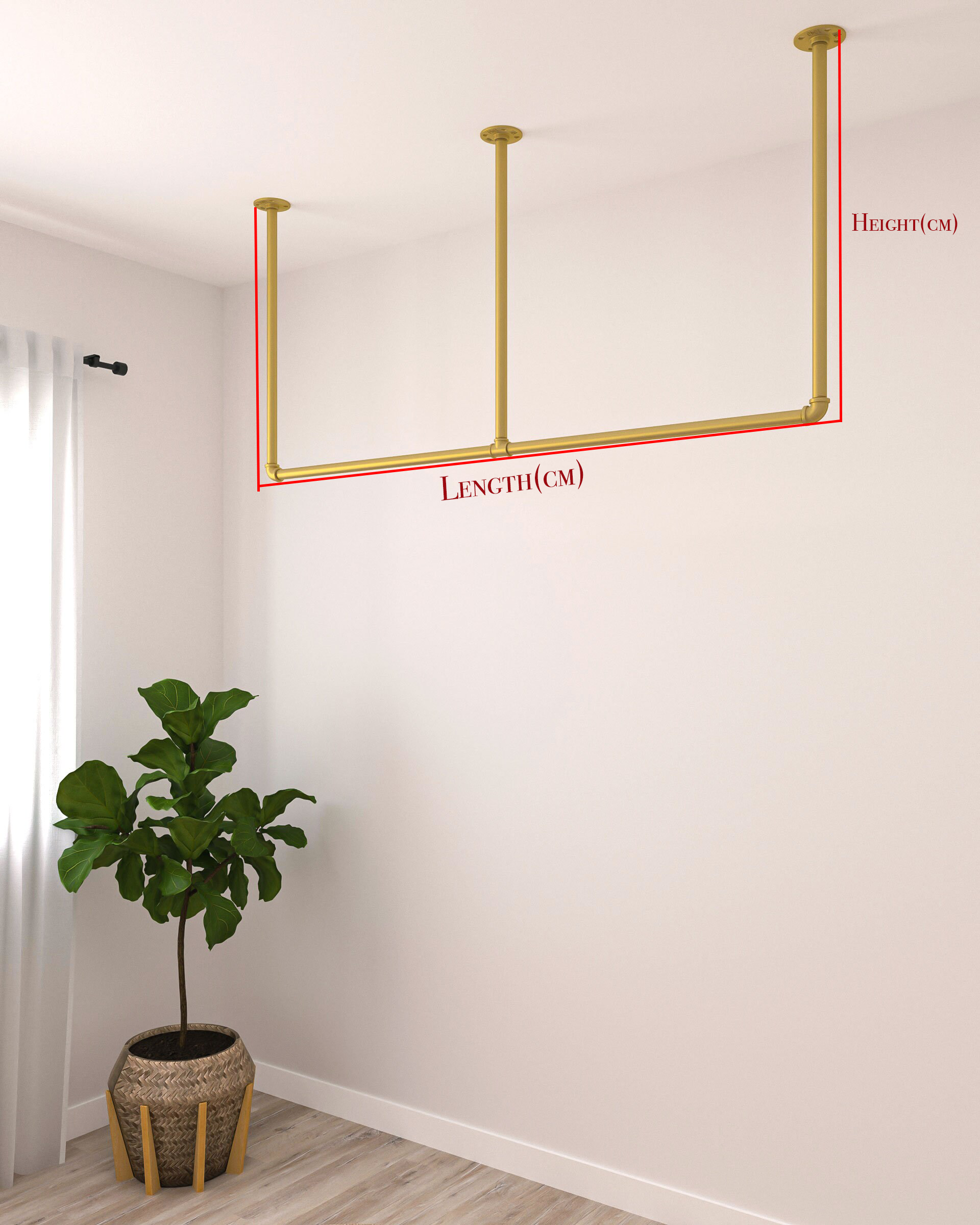 Bem Heavy Duty Minimalistic Clothes Rack, a ceiling-mounted shop display garment rail, suitable for various retail settings.