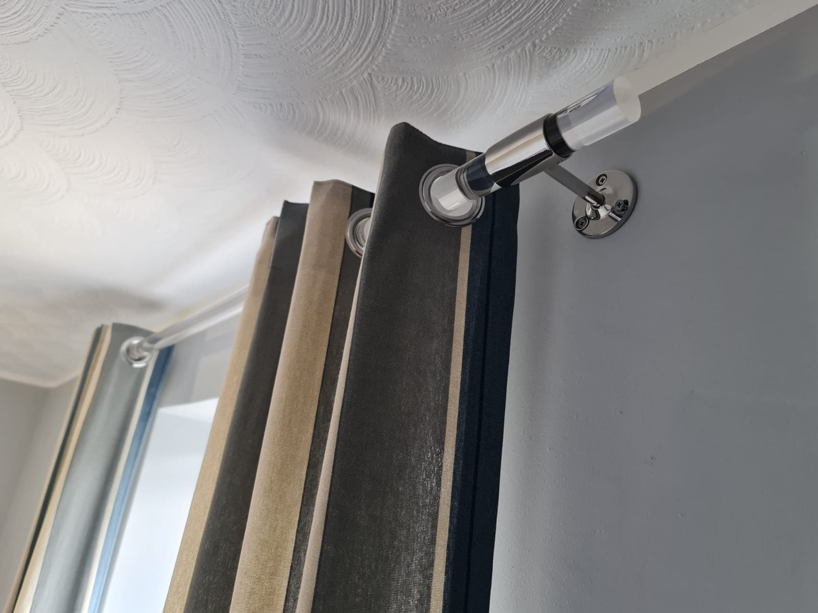 Modern Acrylic Curtain Pole with Nickel Brackets - Clear Lucite Curtain Rail - Custom Sizes Available