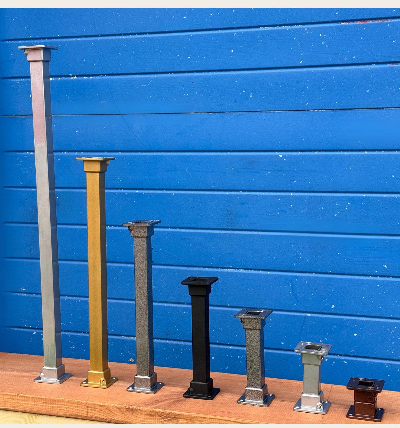 Single Metal Table Legs – Straight Square Tube with Mounting Flange Any Size