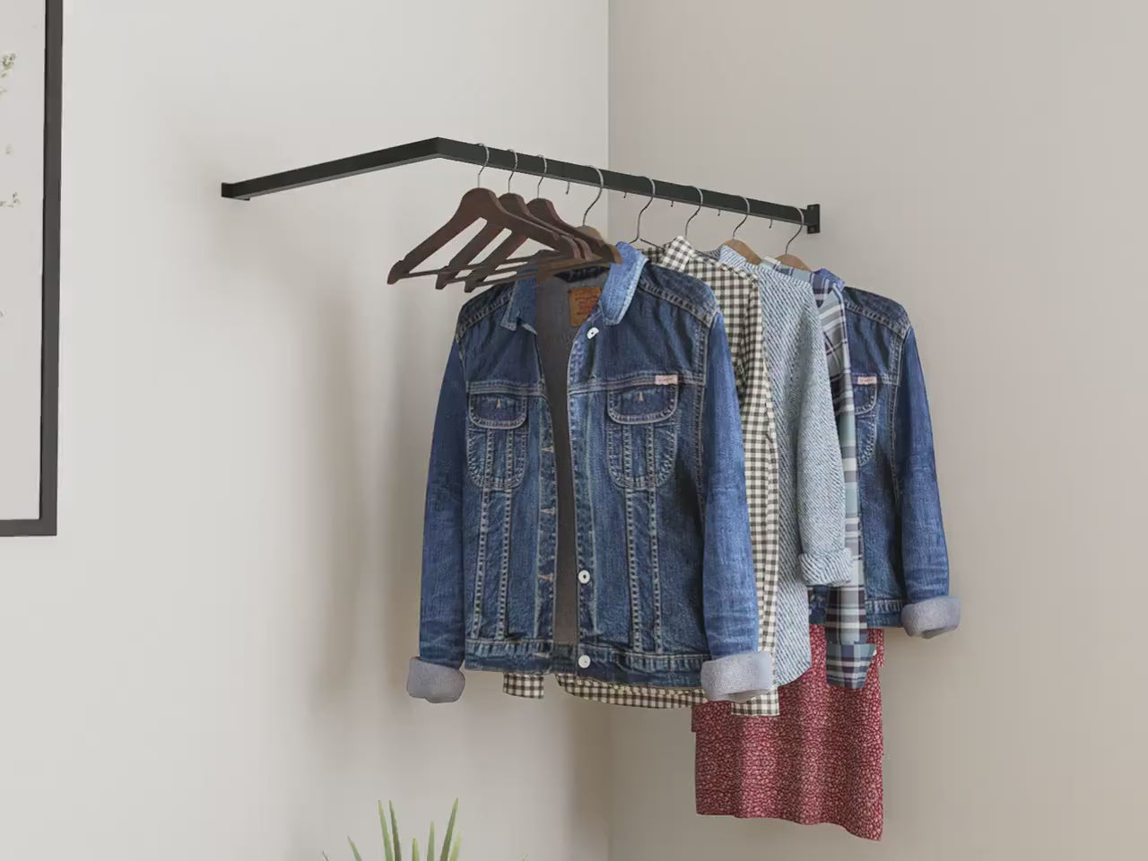 Load video: Custom Wall Mounted Clothing Rack – Heavy Duty Iron