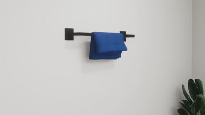 Minimalist Square Metal Towel Holder: Industrial Bathroom Organizer