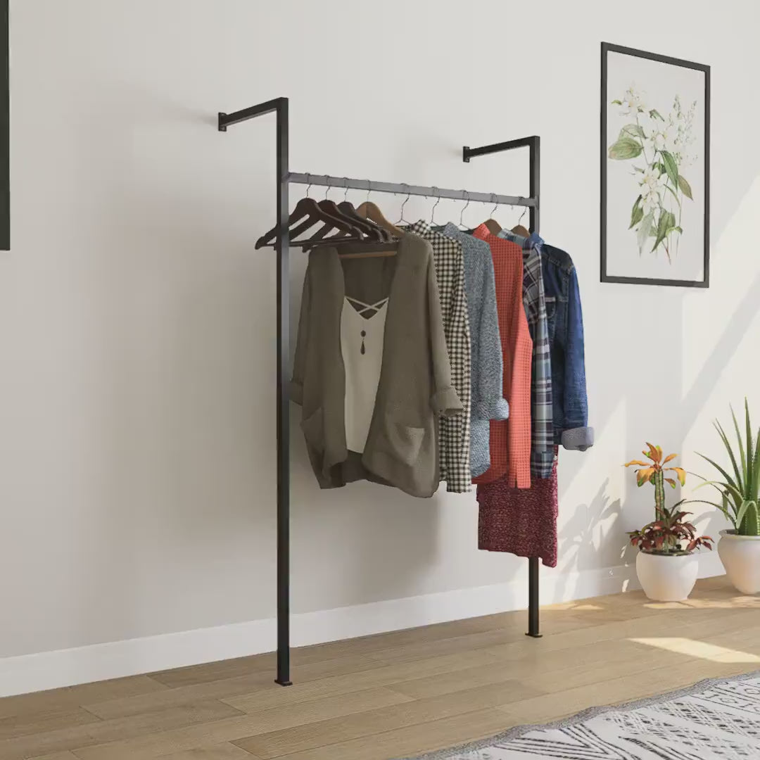 Load video: Detachable Wall-Mounted Clothing Rack – Flat Pack