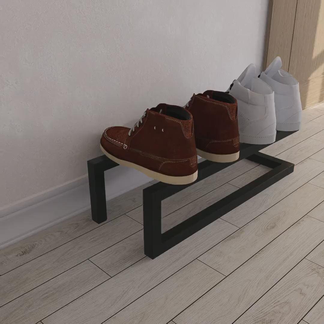 Metal Shoe Rack Steel Sneaker Stand for Entryway Boot Organisation Minimalist Industrial Shoe Shelf &amp; Loft Storage Bench Flat pack