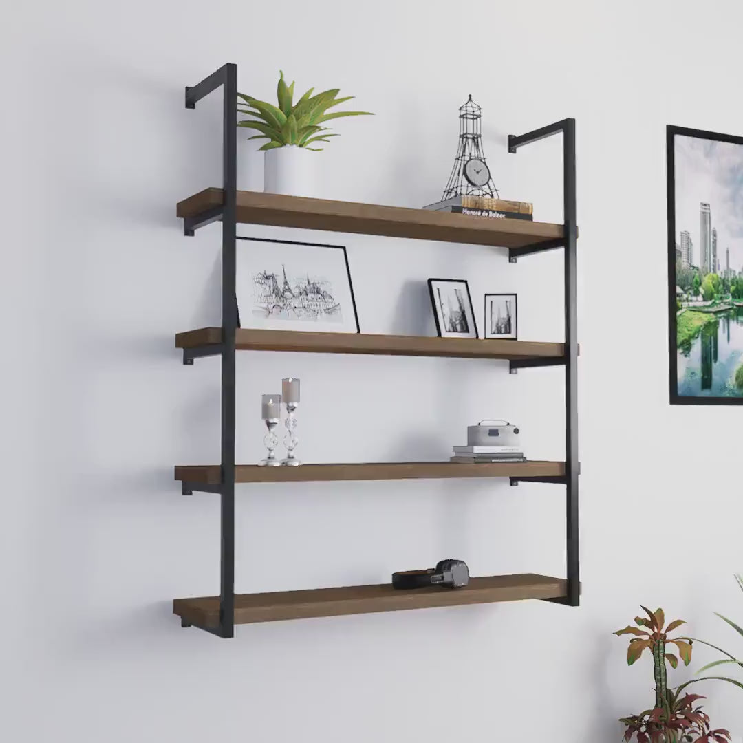 Charger la vidéo : Multi-Tier Shelf Brackets: Heavy Duty Floating Shelving Hardware