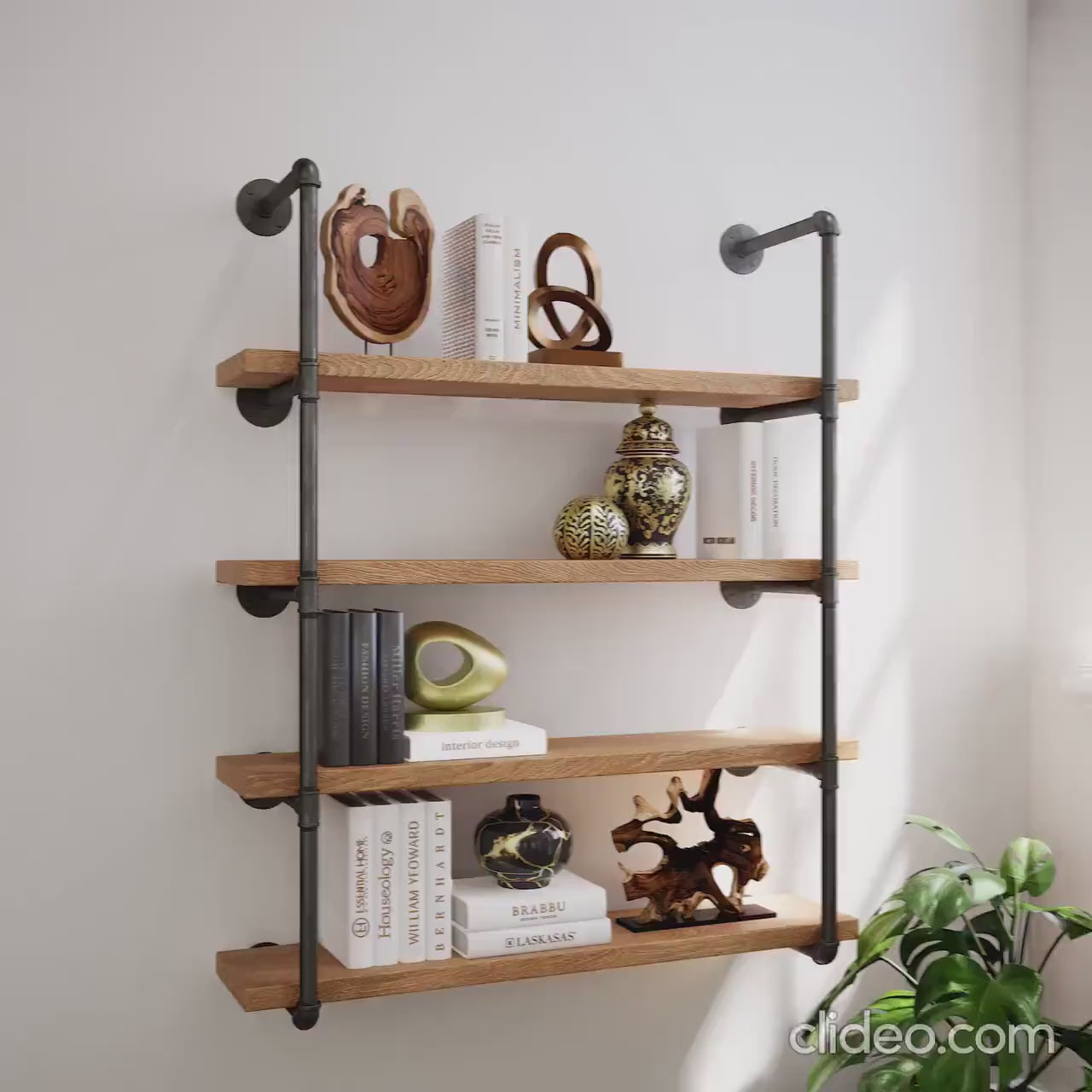 Industrial Floating Wood Shelves Rustic Farmhouse Pipe Wall Unit Open Kitchen &amp; Bookcase Shelving