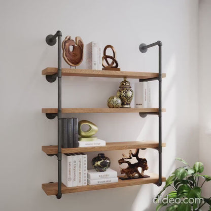 Industrial Floating Wood Shelves Rustic Farmhouse Pipe Wall Unit Open Kitchen &amp; Bookcase Shelving