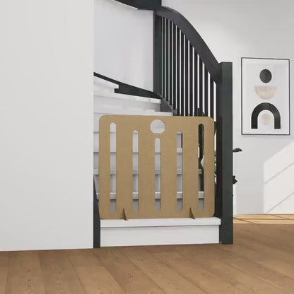 Freestanding Wooden Dog Gate: Transparent Pet Stopper for Stairs
