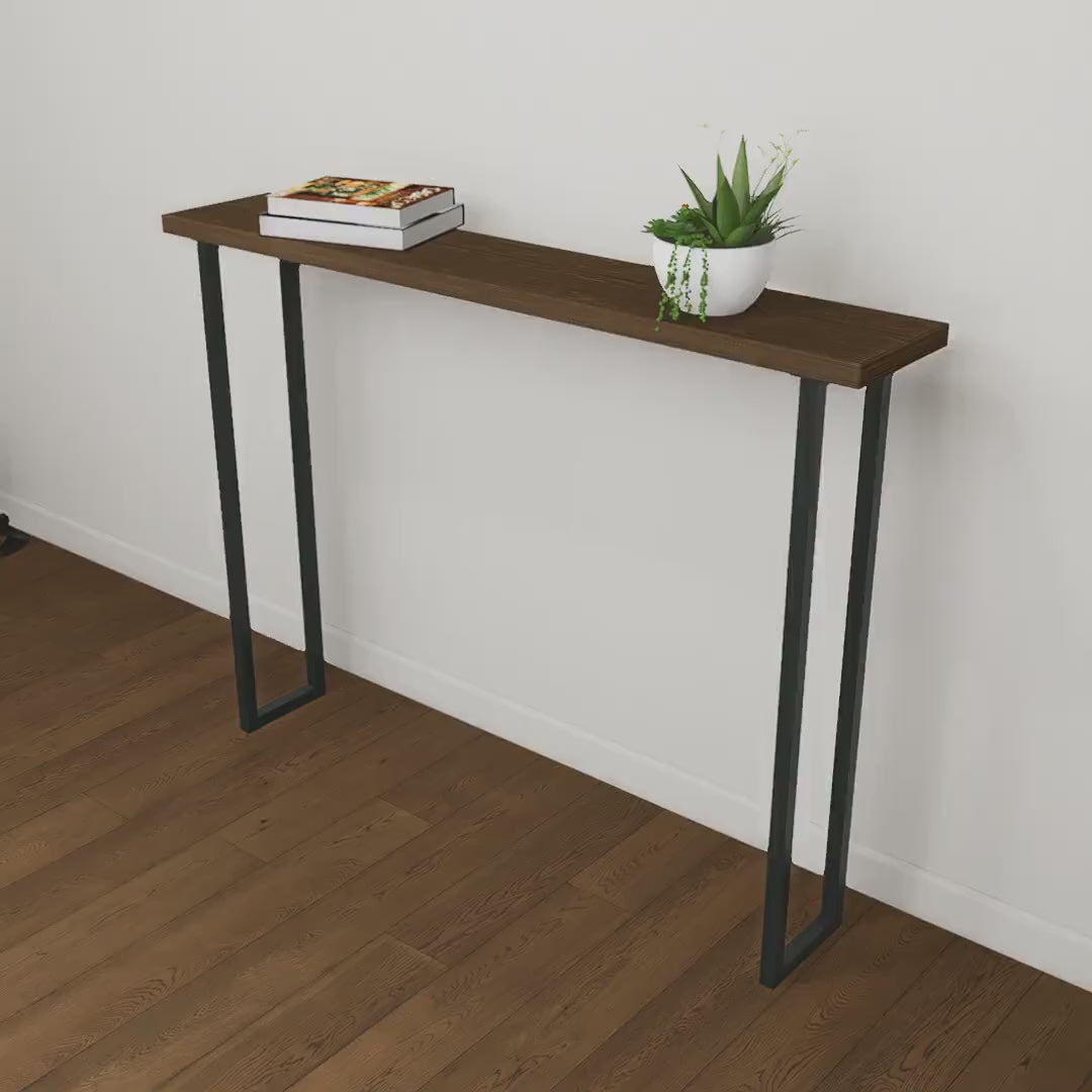Load video: Minimalist Steel Console Table Legs: Modern Industrial DIY Base - UK Made