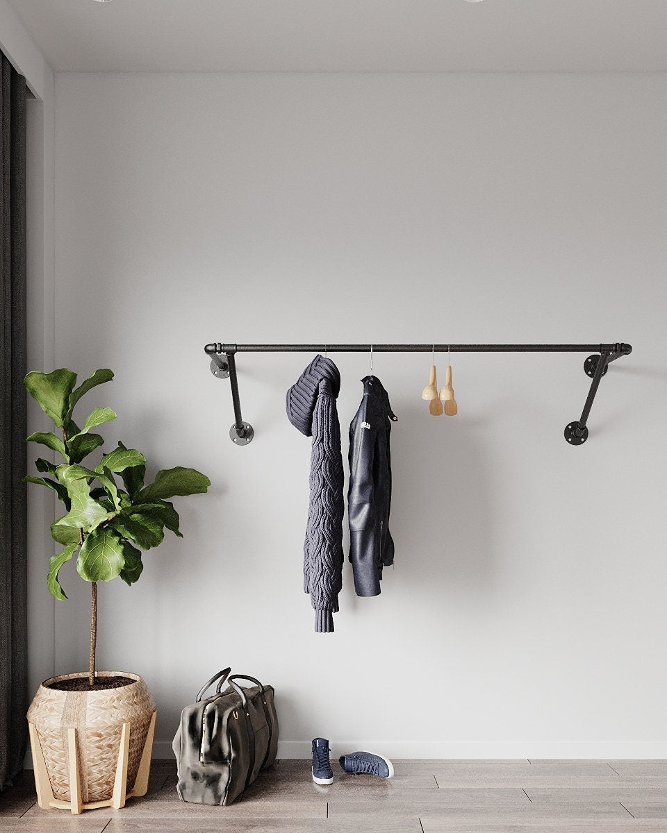 Wall-Mounted Heavy-Duty Pipe Clothes Rail