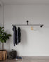 "Industrial Pipe Wall-Mounted Clothing Racks, sturdy and versatile clothes racks suitable for home, retail, or commercial use.