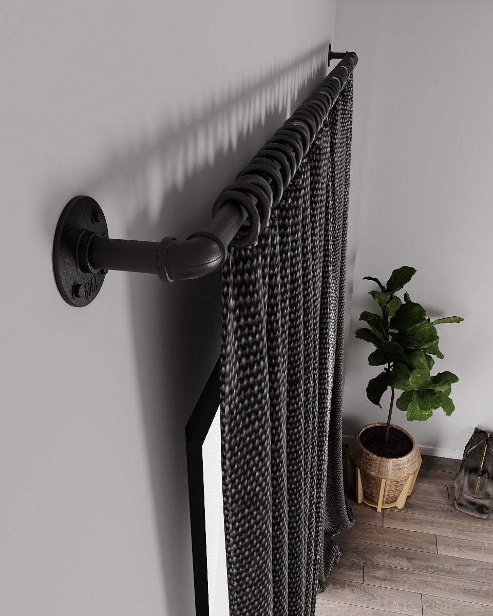 Industrial Style Black Curtain Rods