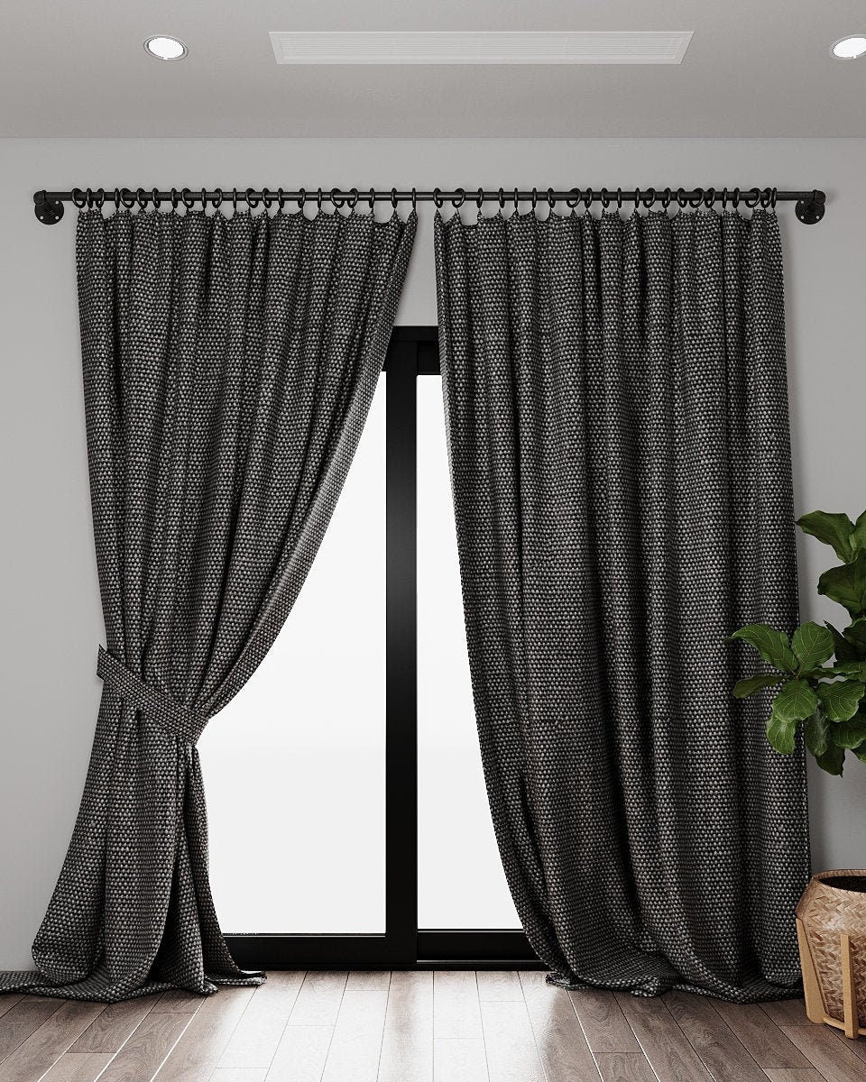 Industrial Style Black Curtain Rods