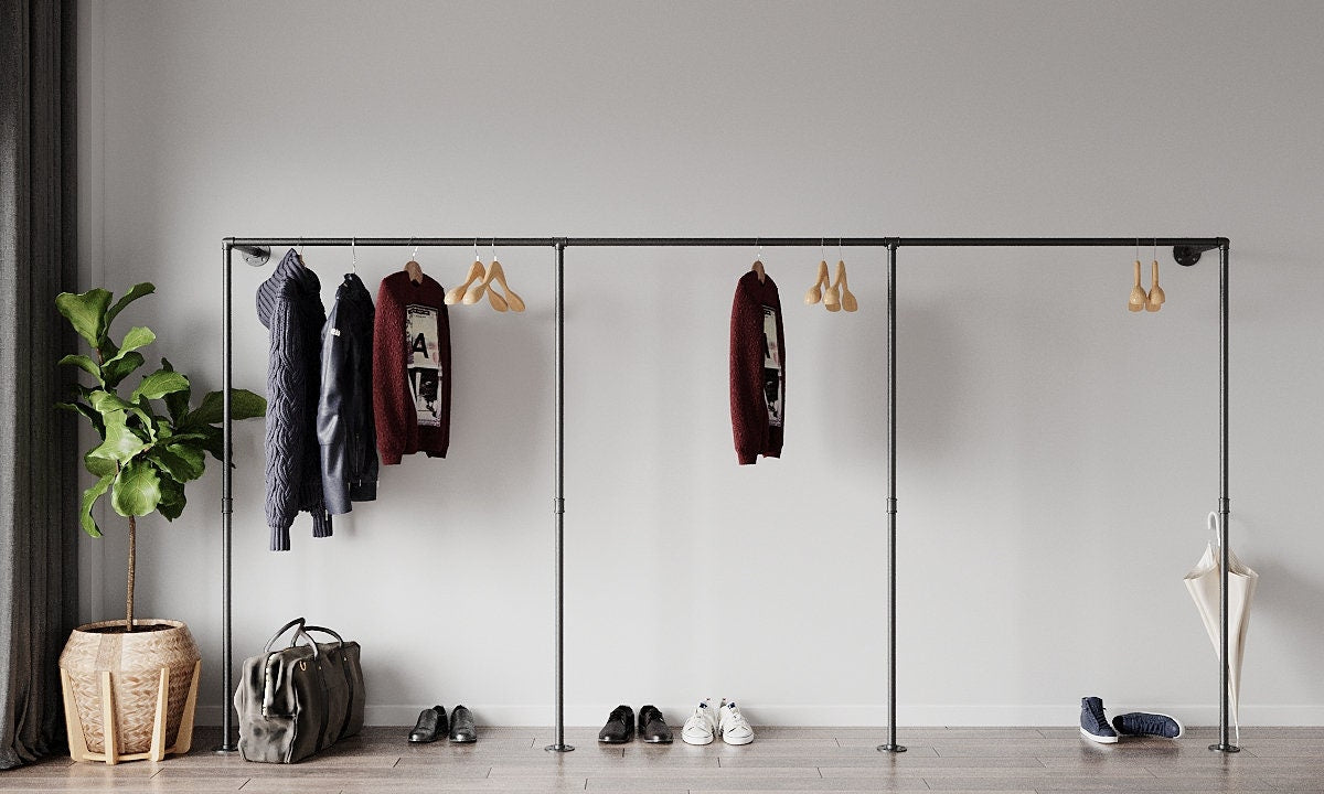 Idia Clothes Rail, an open wardrobe and walk-in wardrobe solution, designed for heavy clothes and bridal dresses