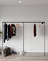 Walk-In Wardrobe System Pipe Clothes Rack, a sturdy iron solution for racking long dresses and bridal clothes, suitable for various styles and spaces.