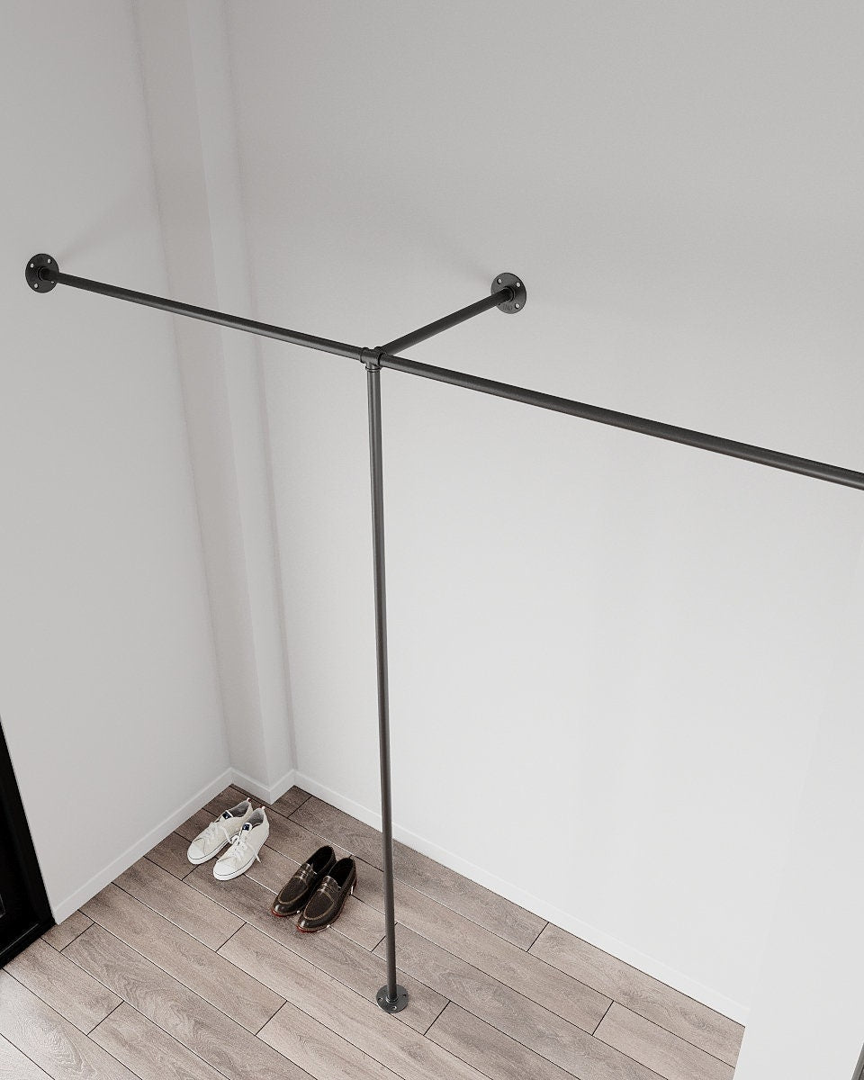 Industrial Clothes Rail Wall to Wall Rack 
