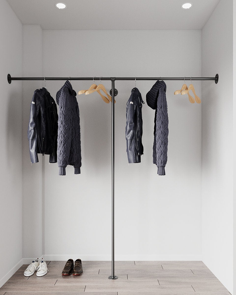 Sree Stylish Industrial Clothes Rail Wall to Wall Rack – Industrial Maestro