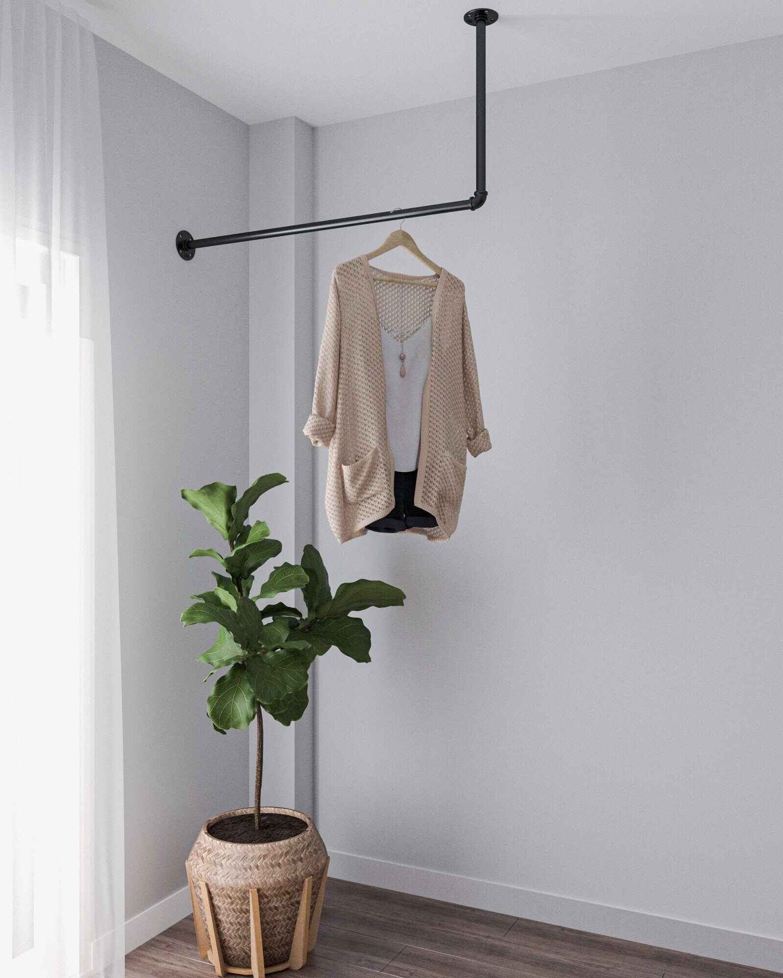 Tufgav L-Shaped Clothes Rail - Strong Steel Storage Solution