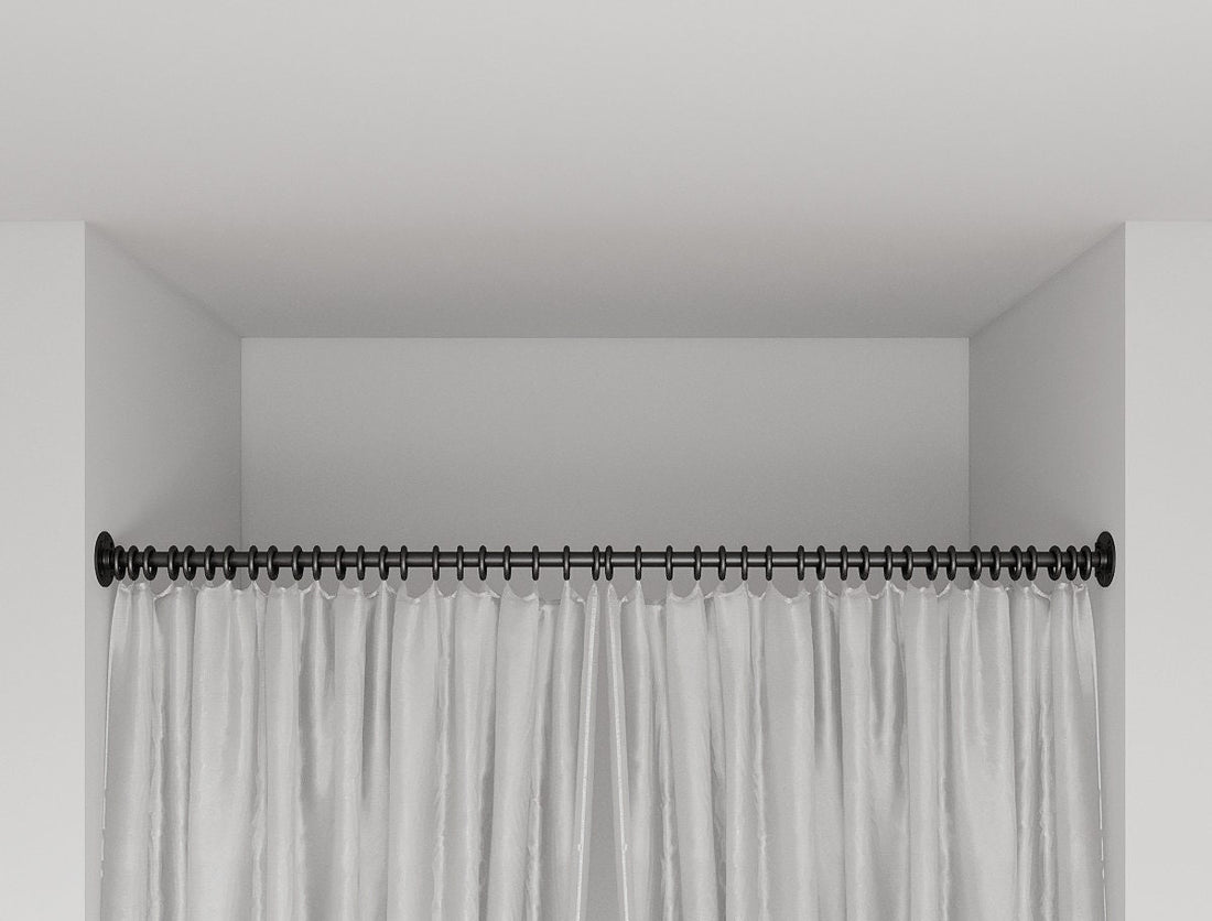 Industrial (Curtain) Rail, a wall-to-wall curtain rail suitable for Pax closet clothes rail.