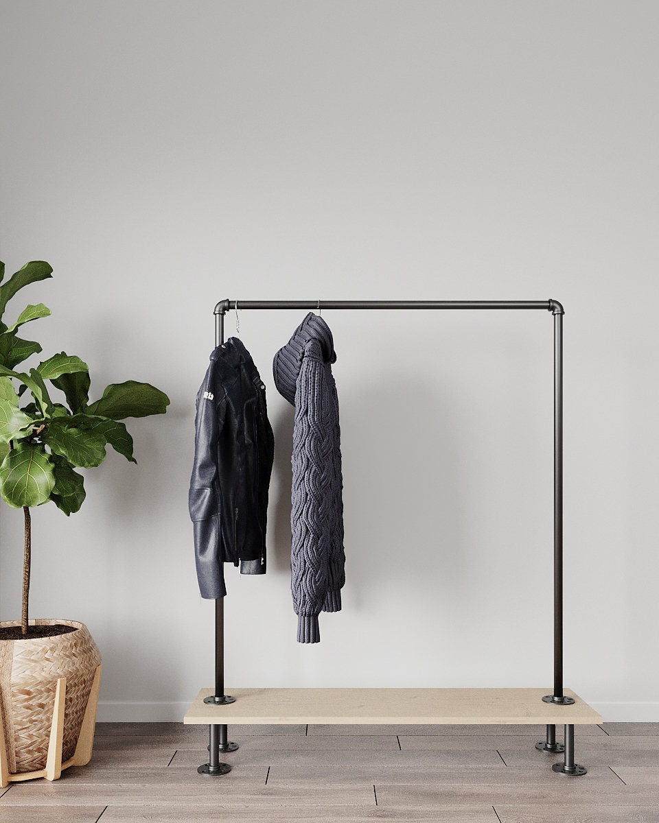 Glacis industrial-style clothing rack with clothes rails, perfect for hanging clothing and storage clothing