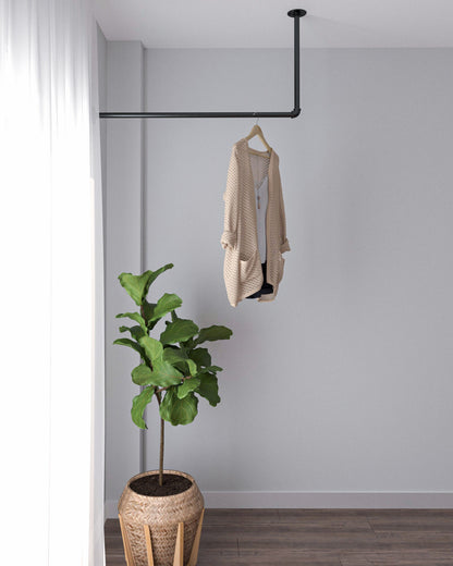 Tufgav L-shaped clothes rack industrial pipe 