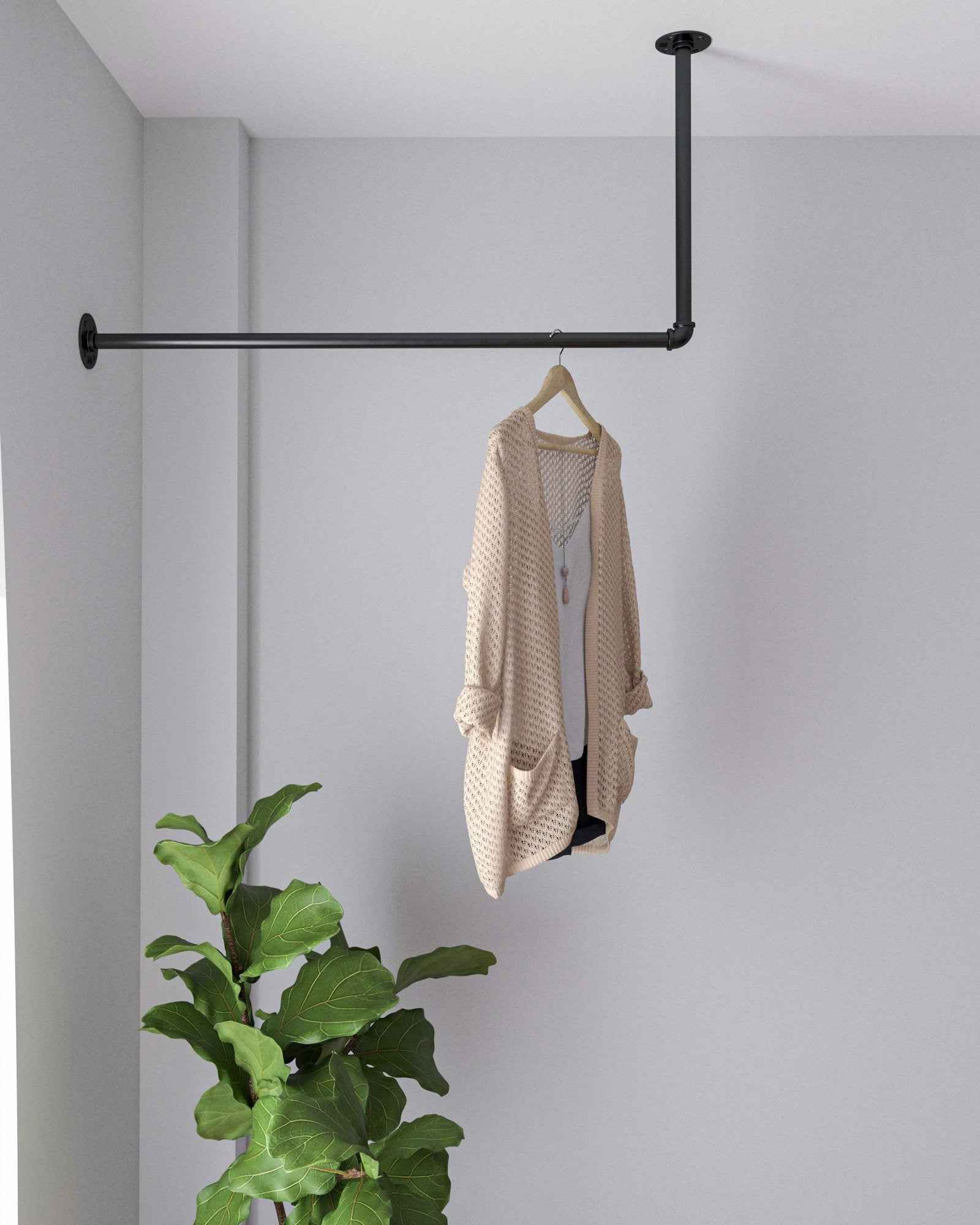 Tufgav L-Shaped Clothes Rail - Strong Steel Storage Solution