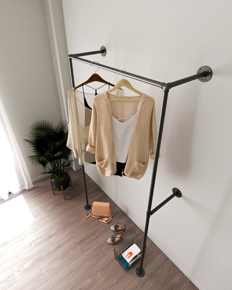 Myst Industrial Pipe Garment Rack Open Wardrobe Rail