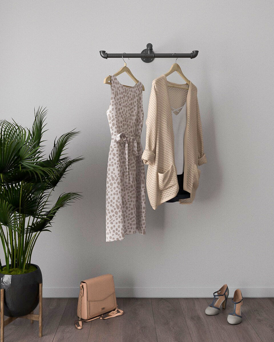 "Duofne Detachable Clothes Rail, a versatile malleable iron storing clothes rack, suitable for wall mounting in various residential and commercial settings