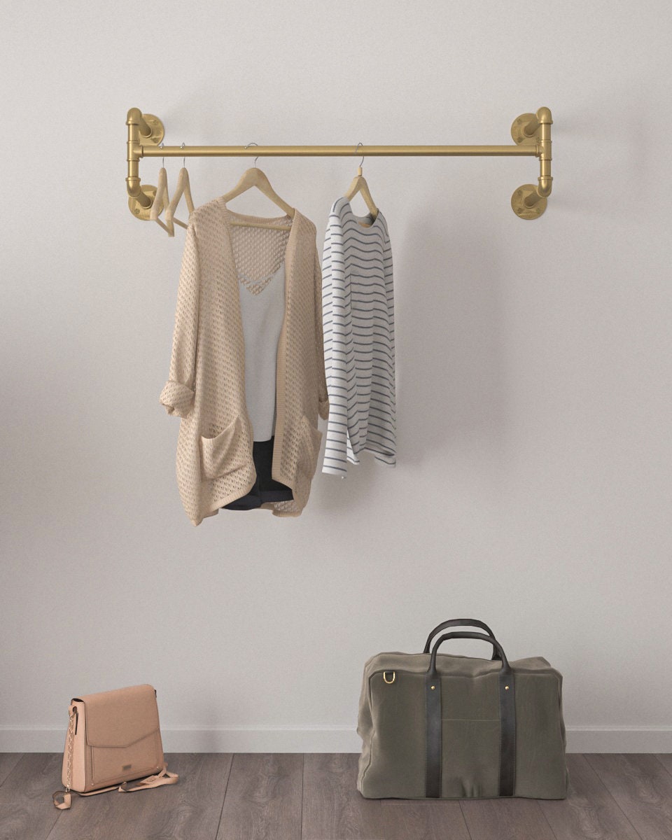 Gold Retro Clothing Rack | Easy Assembly &amp; Customization