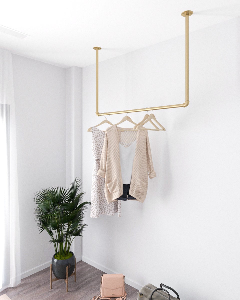 Hanging Clothes Rack From Ceiling | Shelly Lighting