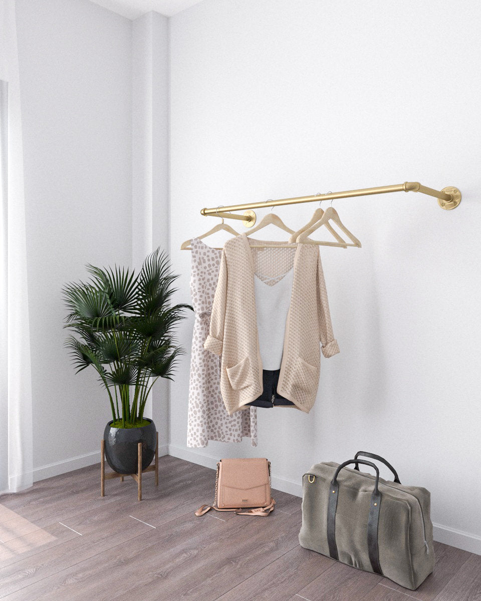 pipe clothe Yanick Gold Wall Mounted Clothes Rail