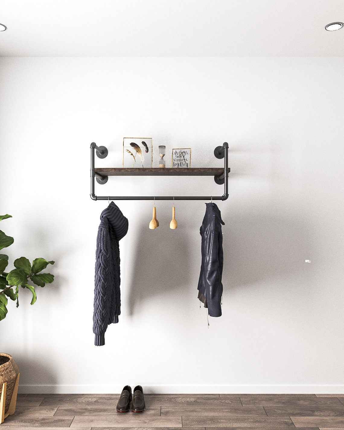 Vamsi Clothes Rail with Built-In Shelf