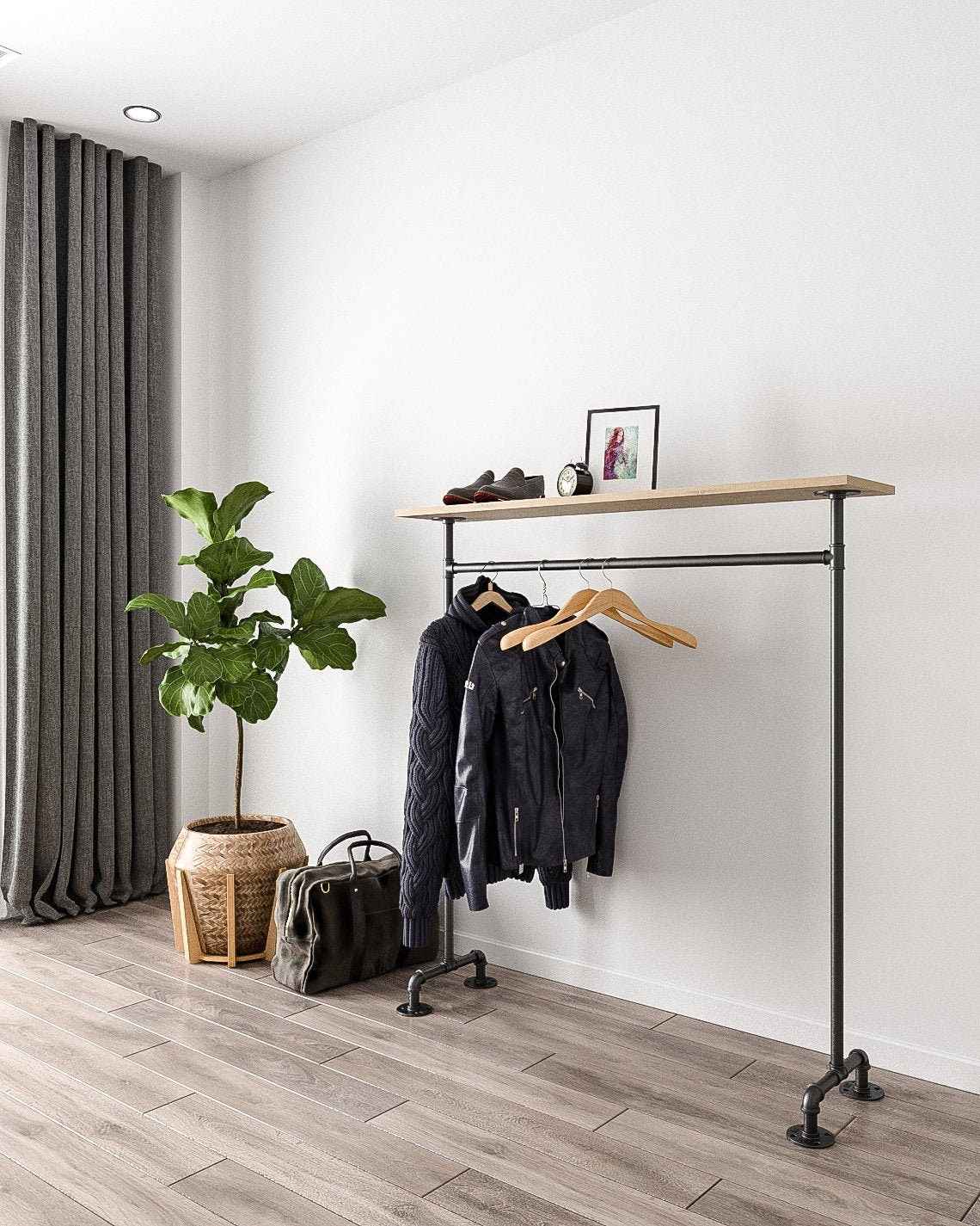 Oeriv Minimalist Clothes Rail Free-Standing Clothes Hanging Rail