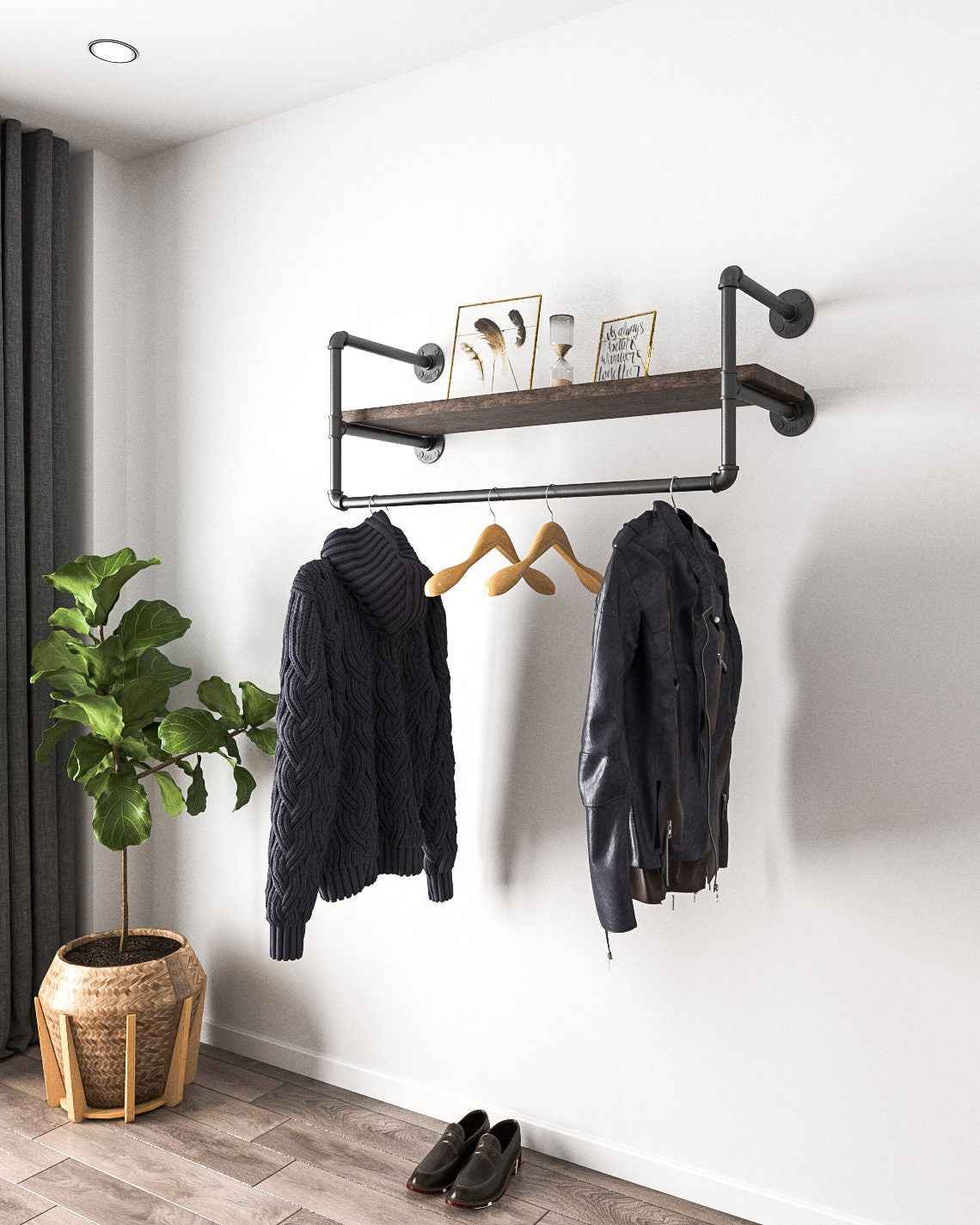 Vamsi Clothes Rail with Built-In Shelf