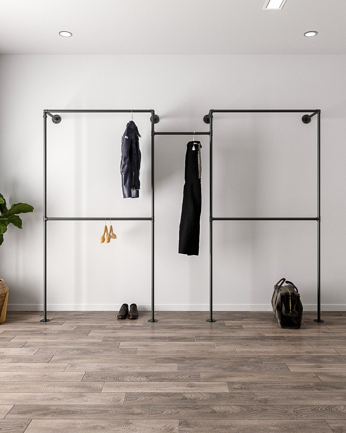A versatile Long Dress Open Wardrobe Closet Clothing Rack with hanging long dresses, highlighting its sleek and practical design.