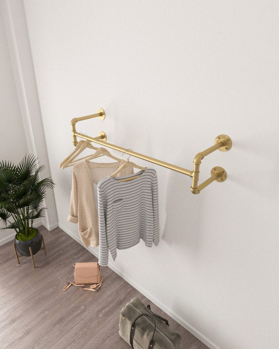 Gold Retro Clothing Rack | Easy Assembly & Customization
