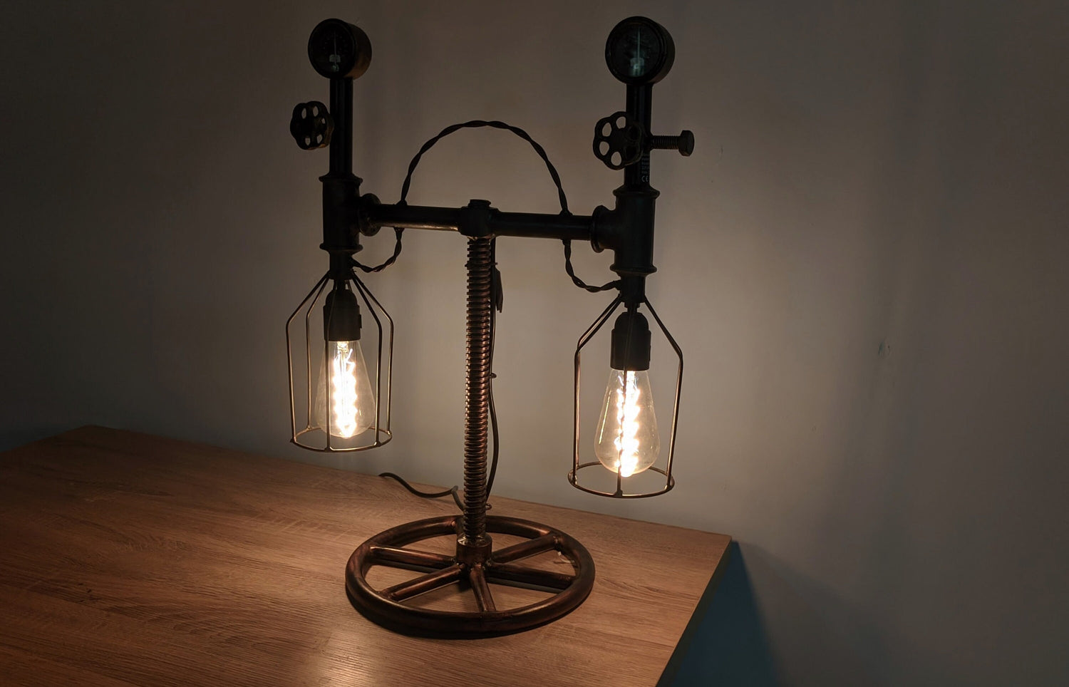 Unique Side Table Lamp - Industrial Light Meets Contemporary Design
