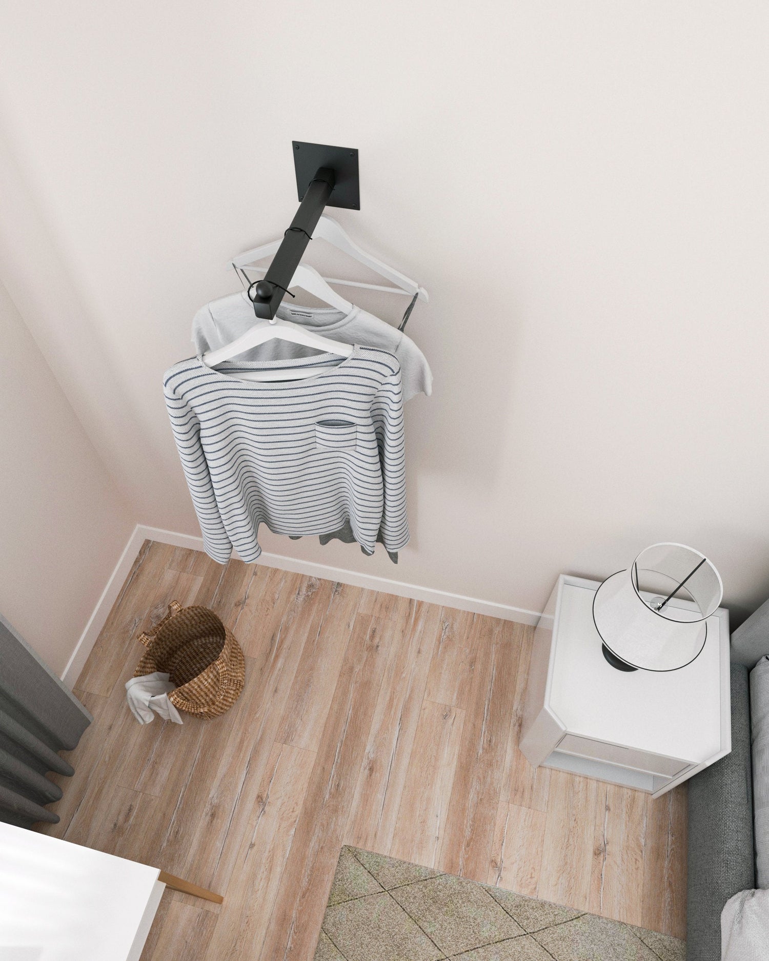 Industrial wall mounted clothes rack, Wall mounted clothes rail, Pipe rack, Garment rack, Clothes hanging rack, Hanging rail, Cloth rack