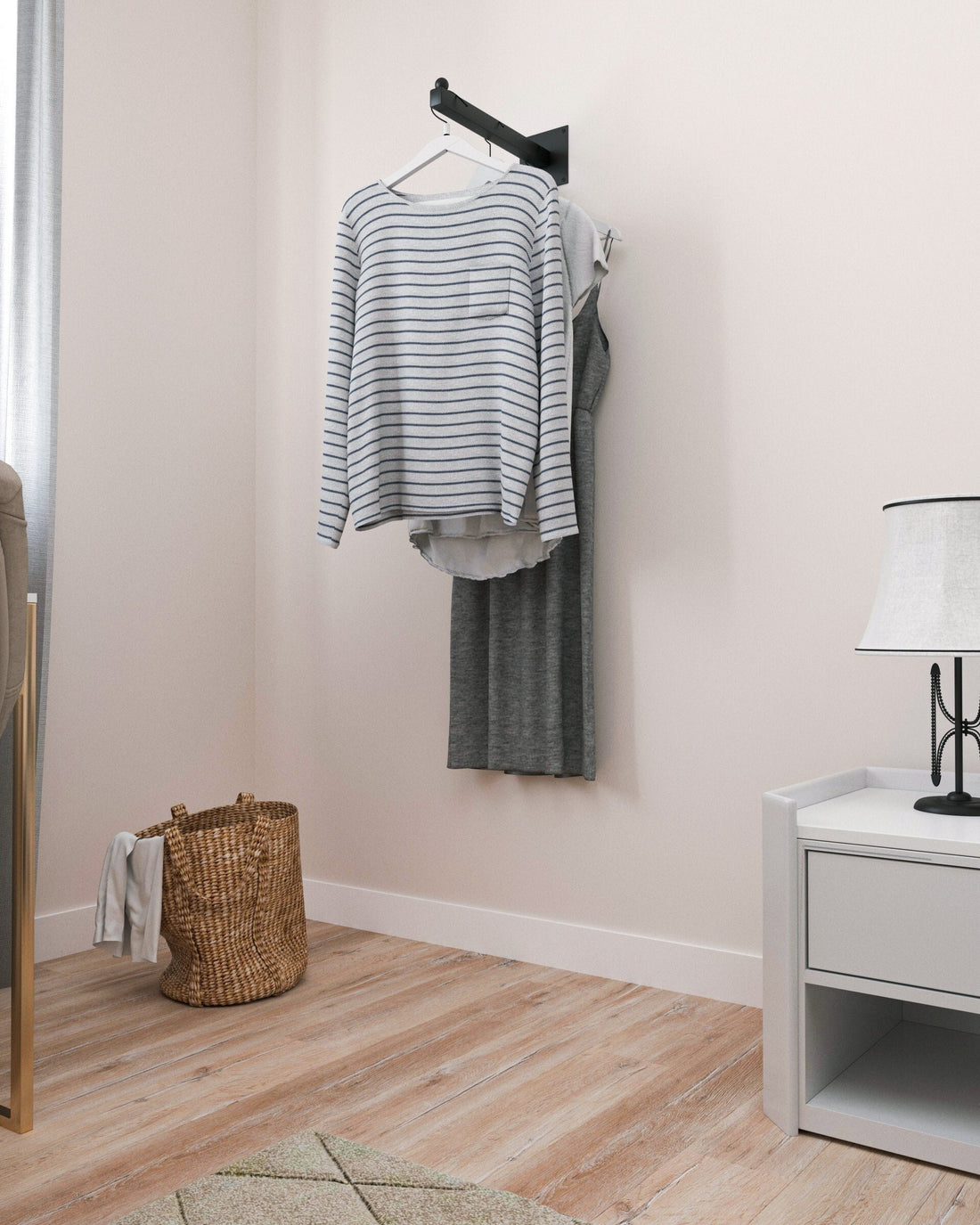 Industrial wall mounted clothes rack, Wall mounted clothes rail, Pipe rack, Garment rack, Clothes hanging rack, Hanging rail, Cloth rack