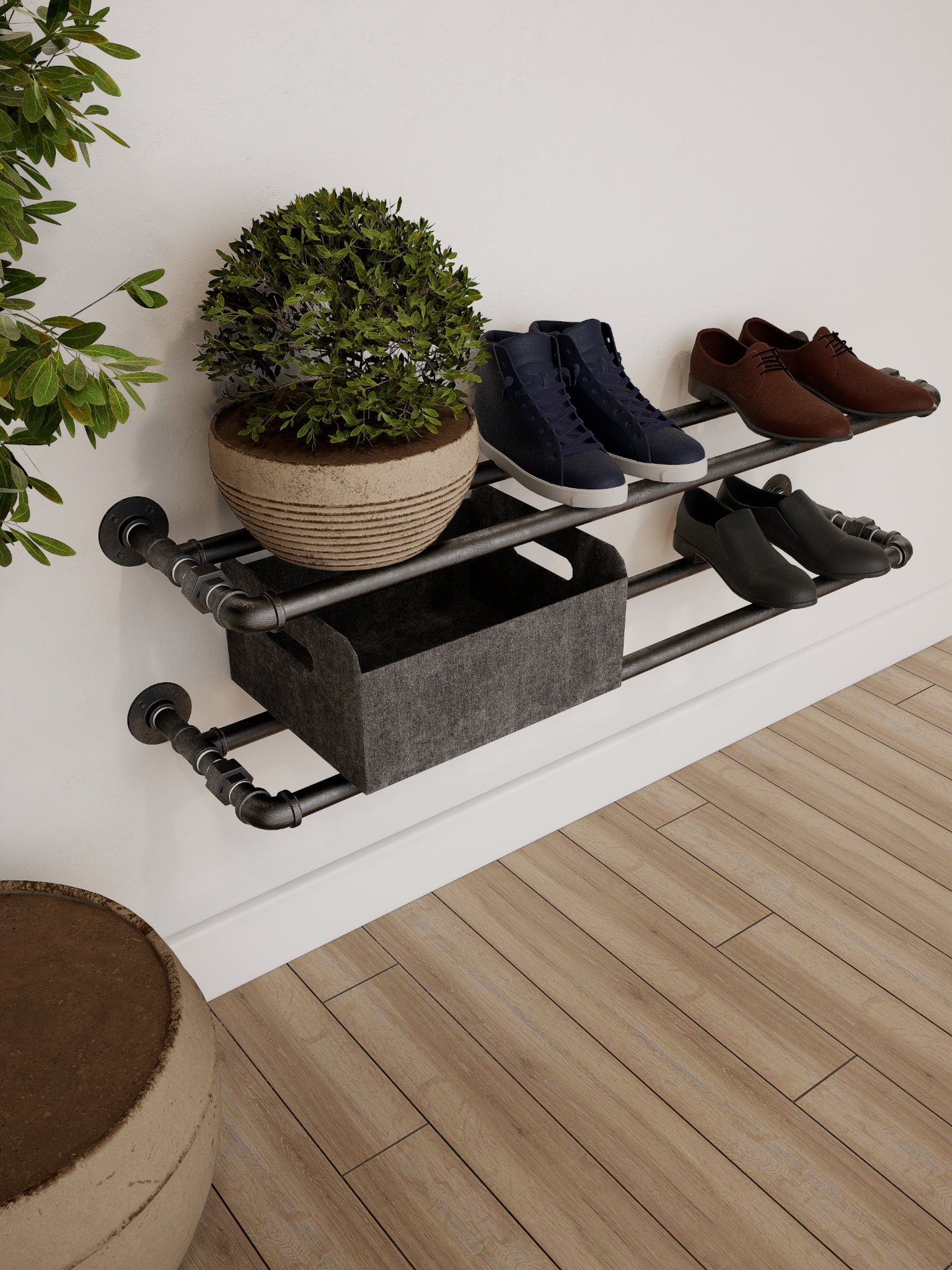 Vintage Style Wall Mounted Shoe Rack