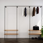 A versatile Walk-In Open Wardrobe System with clothes rack and hanging rail, highlighting its open closet design.